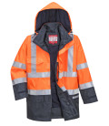Parka hv bizflame rain multi-risques de travail Orange/Bleu Portwest