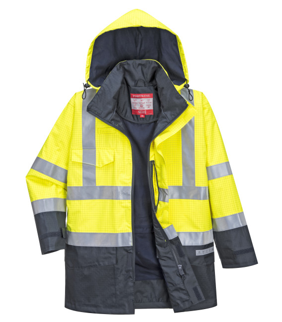 Parka hv bizflame rain multi-risques de travail Jaune/Bleu Portwest
