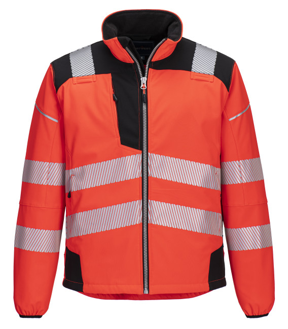 Softshell haute-visibilité pw3 de travail Rouge/noir Portwest