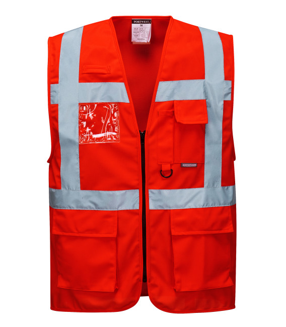 Gilet hi-vis executive - berlin de travail Rouge Portwest