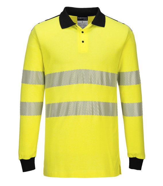 Polo haute visibilité ignifugé de travail Jaune/Noir Portwest