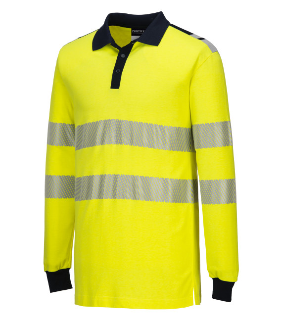 Polo haute visibilité ignifugé de travail Jaune/Bleu Portwest