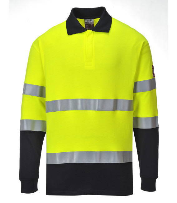 Polo bicolore antistatique résistant aux flammes de travail Jaune/Bleu Portwest