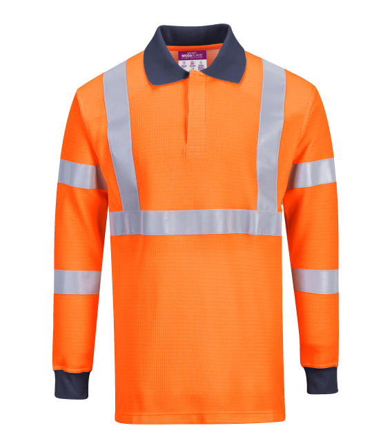 Polo résistant à la flamme avec norme ris de travail Orange Portwest