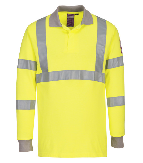 Polo manches longues fr antistatique et hivis de travail Jaune Portwest
