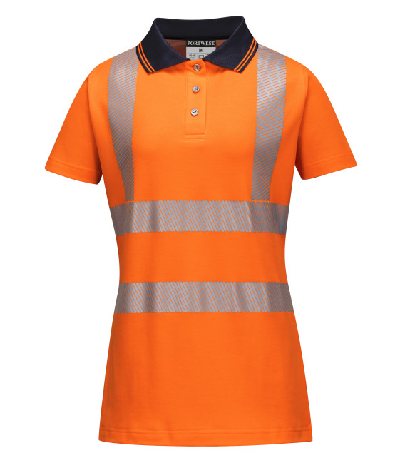 Polo ladies pro de travail Orange/Noir Portwest