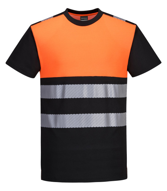 T-shirt Haute Visibilité Sécurité Travail Col Rond Manches Courtes - Jaune Orange Noir