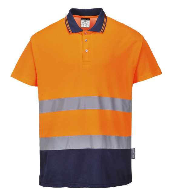 Polo coton comfort de travail Orange/Bleu Portwest