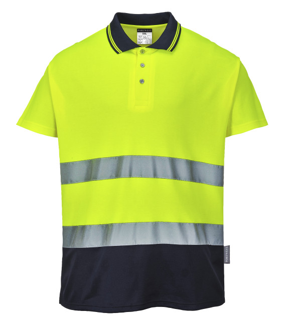 Polo coton comfort de travail Jaune/Bleu Portwest