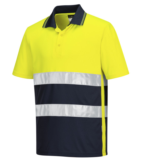 Polo coton confort anti uv de travail Jaune/Bleu Portwest
