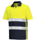 Polo coton confort anti uv de travail Jaune/Bleu Portwest