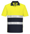 Polo coton confort anti uv de travail Jaune/Bleu Portwest