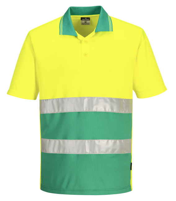 Polo coton confort anti uv de travail Jaune/Théal Portwest