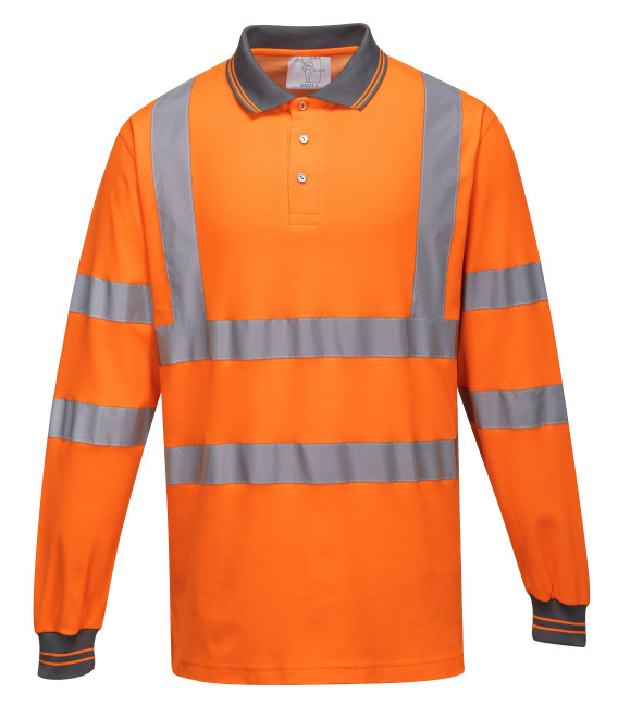 Polo coton majoritaire manches longues de travail Orange Portwest