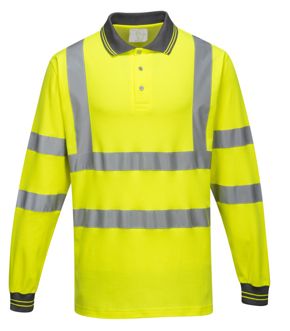 Polo coton majoritaire manches longues de travail Jaune Portwest