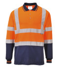 Polo bicolore manches longues de travail Orange/Bleu Portwest