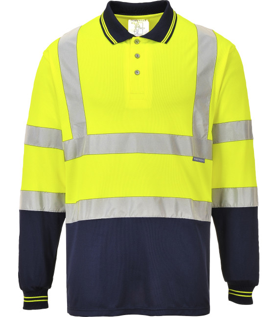 Polo bicolore manches longues de travail Jaune/Bleu Portwest