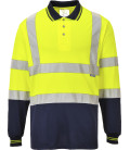Polo bicolore manches longues de travail Jaune/Bleu Portwest