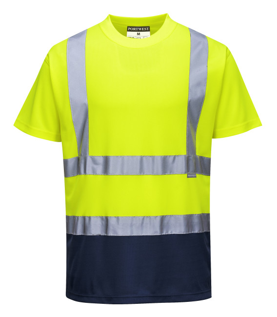 T-shirt bicolore de travail Jaune/Bleu Portwest