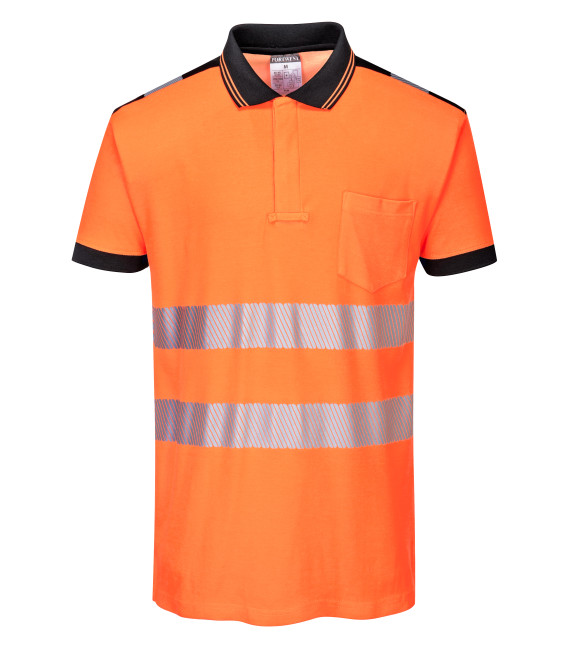 Polo hv pw3 de travail Orange/Noir Portwest