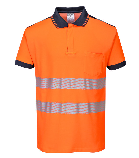 Polo hv pw3 de travail Orange/Bleu Portwest