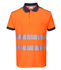 Polo hv pw3 de travail Orange/Bleu Portwest
