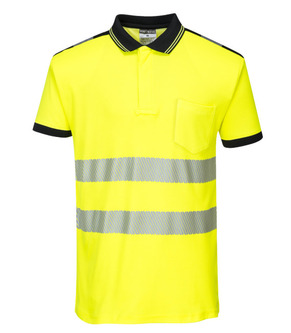 Polo hv pw3 de travail Jaune/Noir Portwest