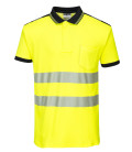 Polo hv pw3 de travail Jaune/Noir Portwest