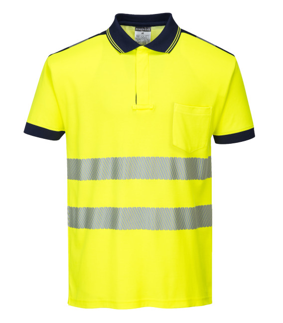 Polo hv pw3 de travail Jaune/Bleu Portwest