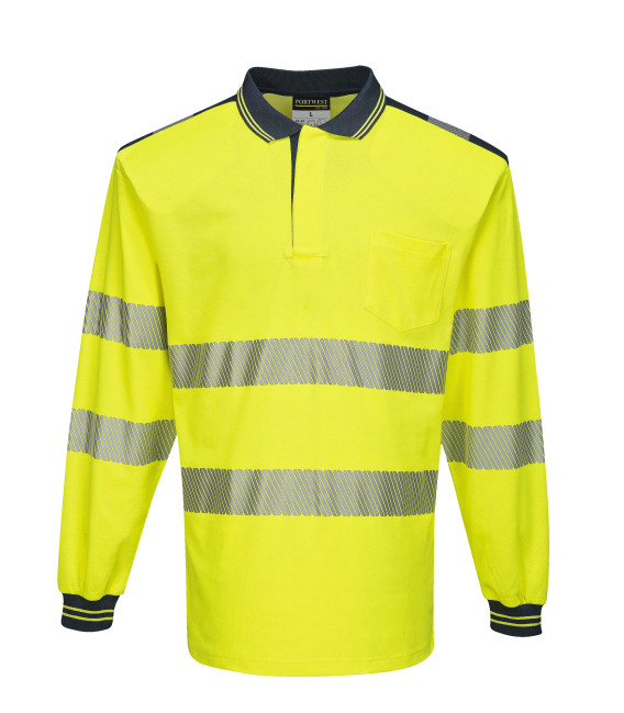 Pw3 polo haute visibilité ml de travail Jaune/Bleu Portwest