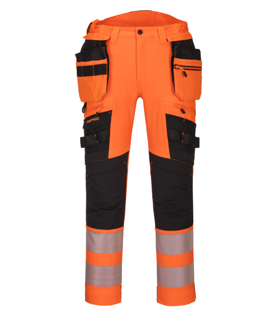 Pantalon dx4 haute-visibilité avec poches flottantes démontables de travail Orange/Noir Portwest