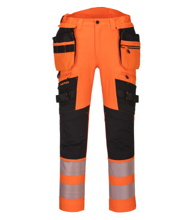 Pantalon dx4 haute-visibilité avec poches flottantes démontables de travail Orange/Noir Portwest