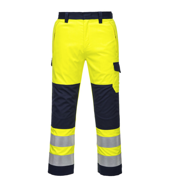 Pantalon modaflame haute-visibilité de travail Jaune/Bleu Portwest