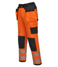 Pantalon pw3 stretch holster haute-visibilité de travail Orange/Noir Portwest