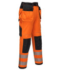 Pantalon pw3 stretch holster haute-visibilité de travail Orange/Noir Portwest