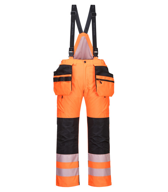 Pantalon d&39;hiver pw3 haute visibilité de travail Orange/Noir Portwest