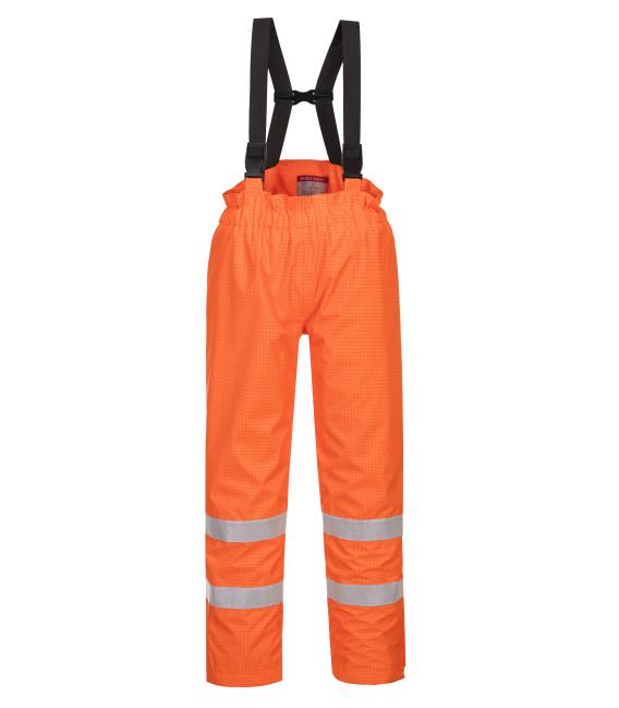 Pantalon bizflame rain doublé hi-vis fr antistatique de travail Orange Portwest