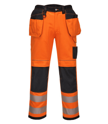 Pantalon hv pw3 poches flottantes de travail Orange/Noir Portwest
