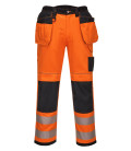 Pantalon hv pw3 poches flottantes de travail Orange/Noir Portwest
