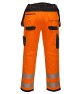Pantalon hv pw3 poches flottantes de travail Orange/Noir Portwest