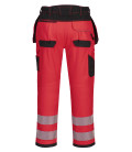 Pantalon hv pw3 poches flottantes de travail Rouge/noir Portwest