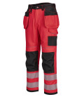 Pantalon hv pw3 poches flottantes de travail Rouge/noir Portwest