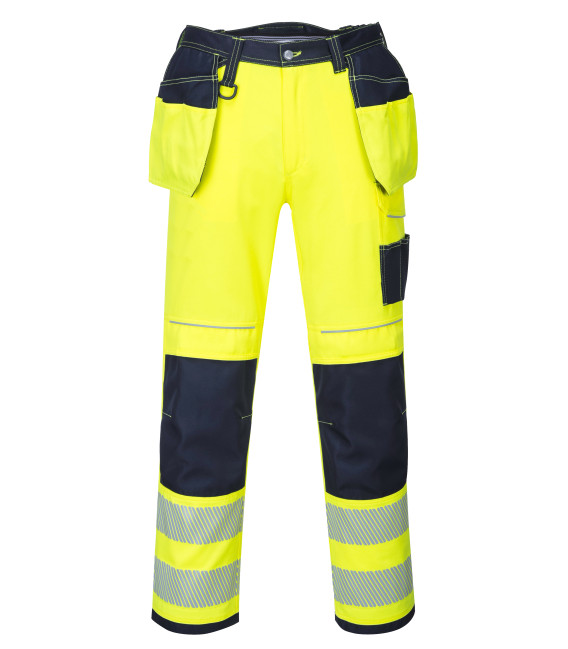 Pantalon hv pw3 poches flottantes de travail Jaune/Bleu Portwest