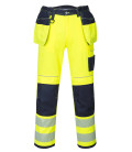 Pantalon hv pw3 poches flottantes de travail Jaune/Bleu Portwest