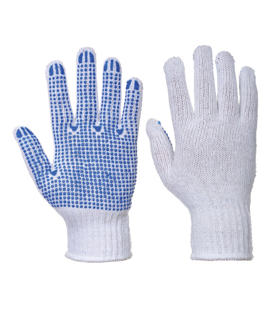 Gant classique tricoté picots pvc de travail Blanc/Bleu Portwest