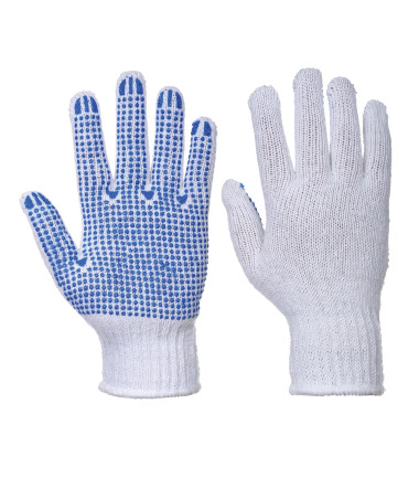 Gant classique tricoté picots pvc de travail Blanc/Bleu Portwest