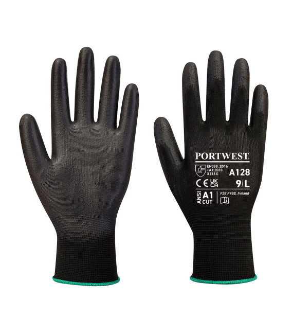 Gant enduit pu paume sans latex - paquet individuel de travail Noir Portwest
