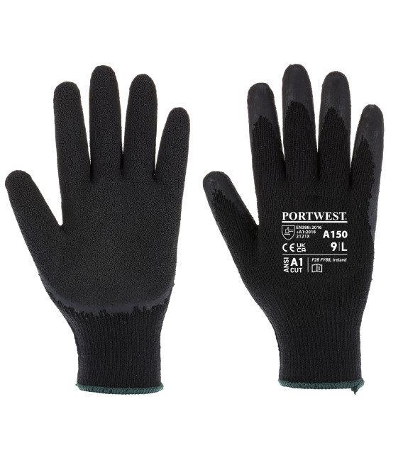 Gant tricoté enduit latex classique de travail Noir Portwest