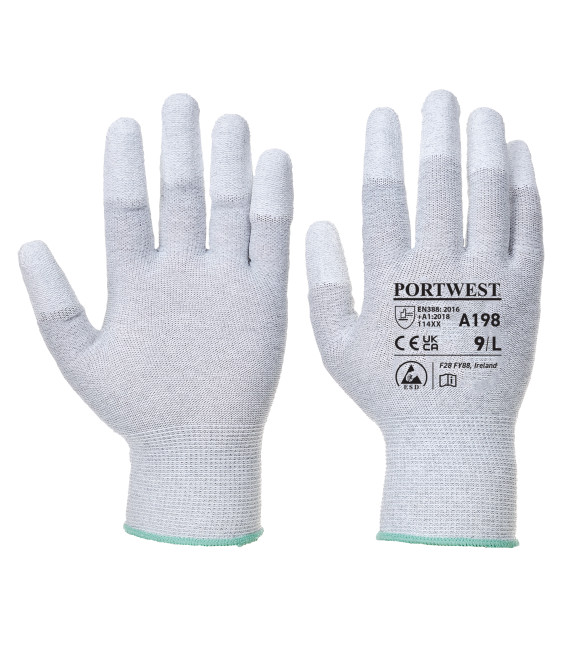 Gant antistatique doigts enduit pu de travail Gris Portwest