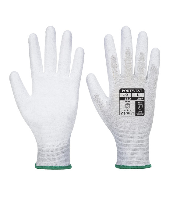 Gant paume enduit pu antistatique de travail Gris Portwest